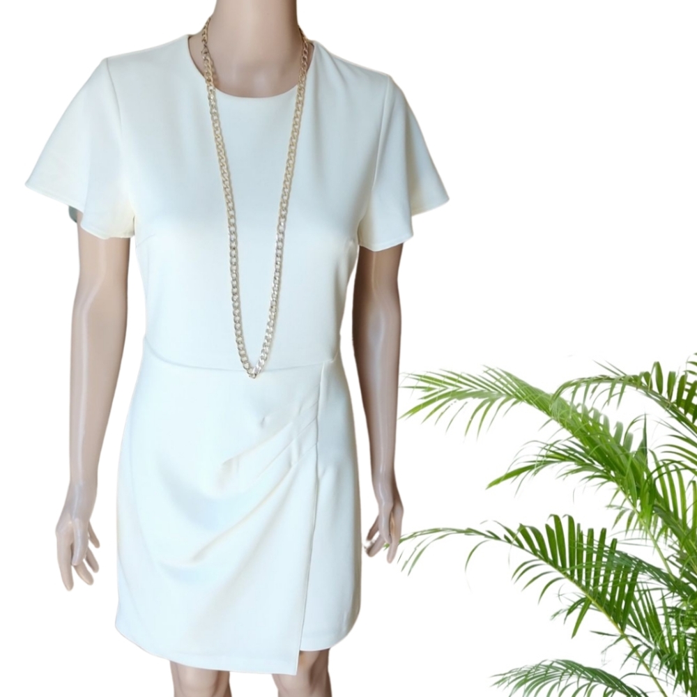 EXPRESS Ivory Front Pleated Mini Sheath Dress Size S NWT